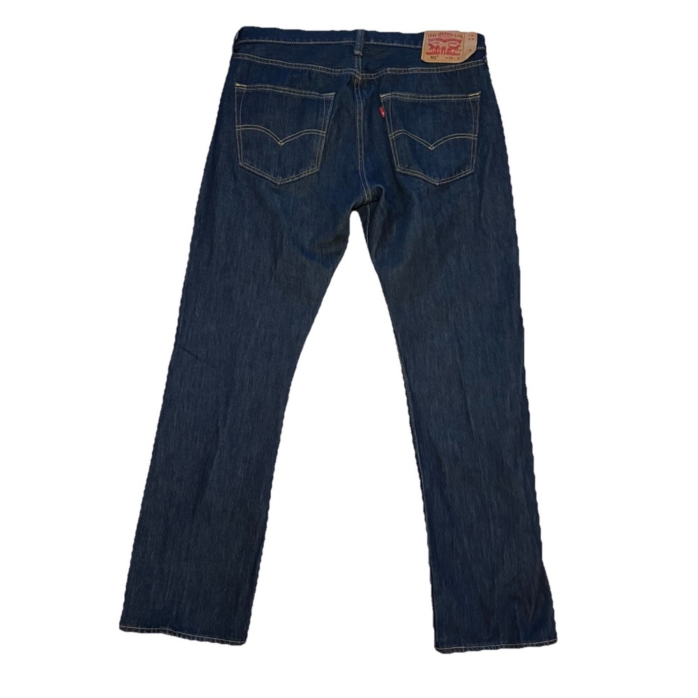 Levis 501 Jeans Mens 36x32 Straight Leg Button Fly Stitch Denim Dark Wash Blue